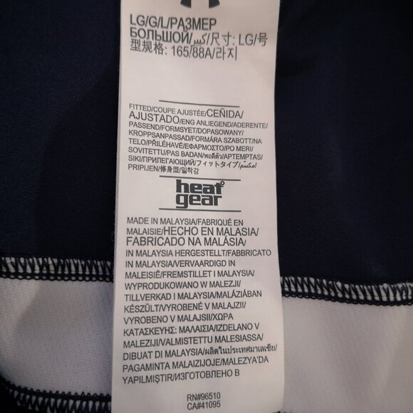 Under Armour Heat Gear Ladies Size Large Navy & White Short Sleeve T-shirt - Picture 5 of 10